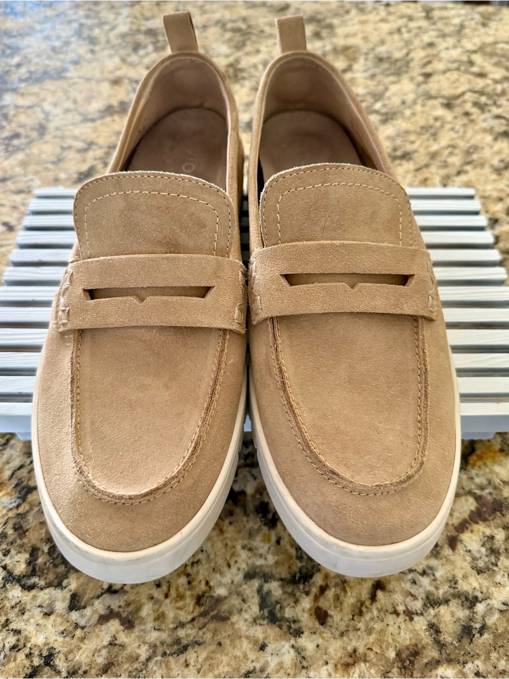 Casual Suede Penny Loafers in Tan - Picture 3 of 6